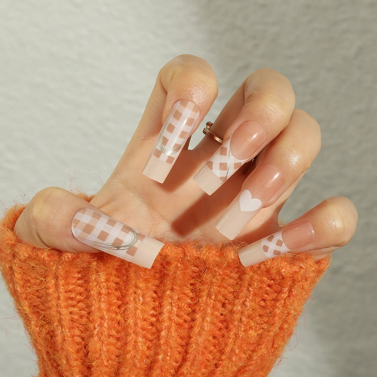 Factory Wholesale 24Pcs ABS Finger Nail Simple Long Coffin False Nails Press on With Nail Glue