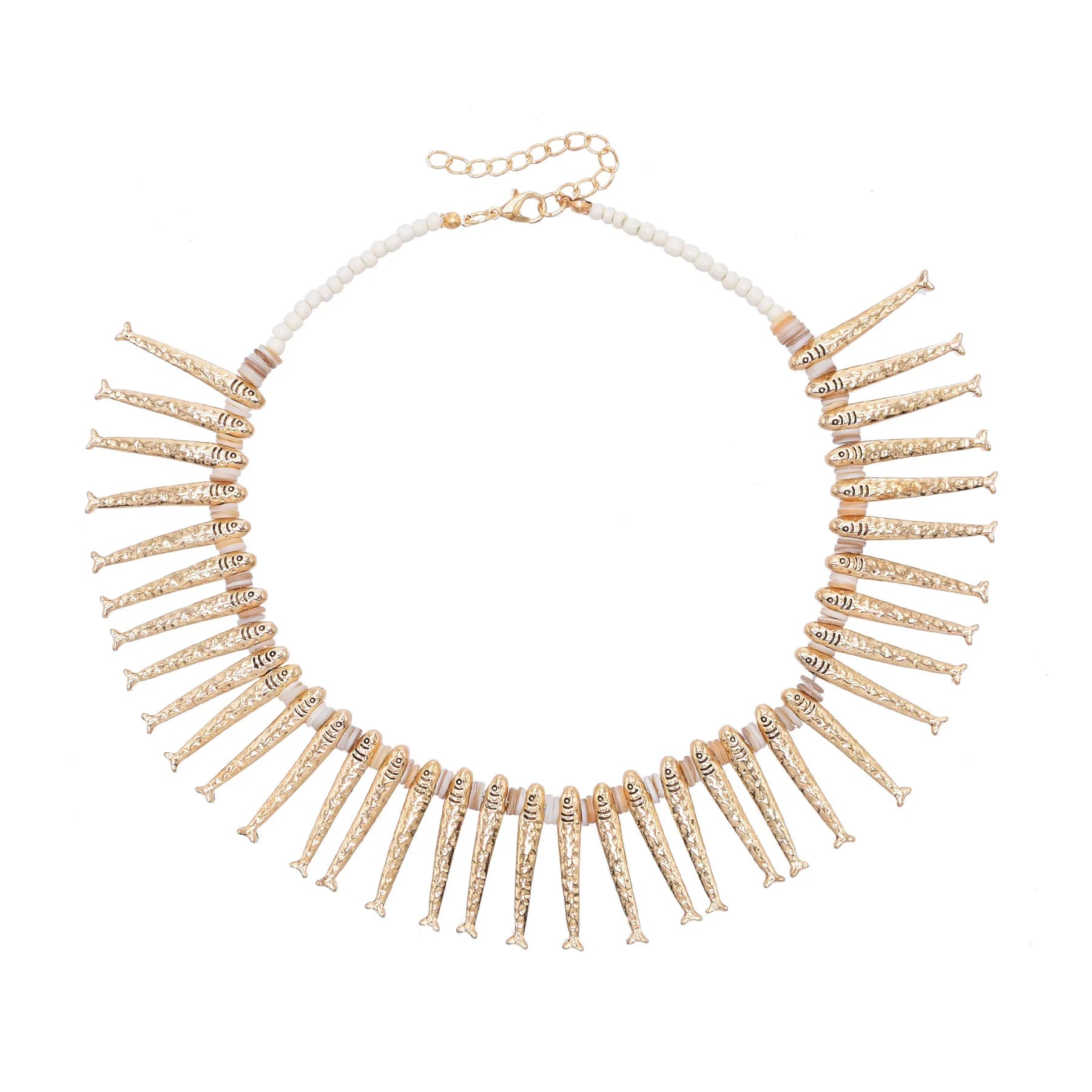 New Fish Bead Pendant Necklace Gold Plated Collarbone Chain for Women for Party Evening Jewelry