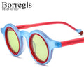 Borregls Matte Acetate Multicolour Polarized Sunglasses UV400 Men Brand Designer Vintage Round Sun Glasses for Women 19267T