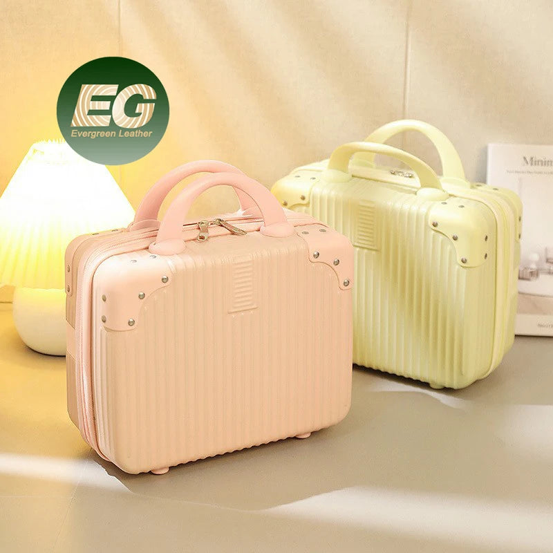 EA204 Hardshell Travel Suitcase Toiletry Wholesale Customized Cosmetic case Professional Mini Brush pink logo Custom Makeup Bag