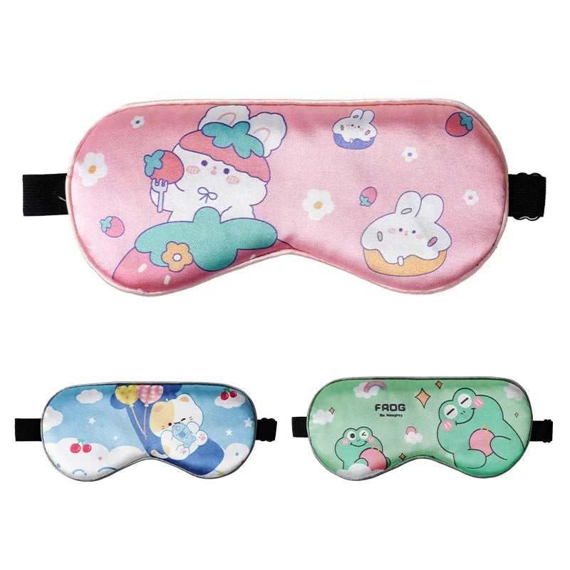 2023 New Children's Silk Eye Mask Wholesale Silk Sleep Mask Cartoon Children Comfortable Soft Eye Mask