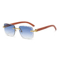 6049 Fashion Designer Rimless Gradient Cut Lens Sunglasses Women Metal Temples Sun Glasses UV400 Female Eyewear Wholesale