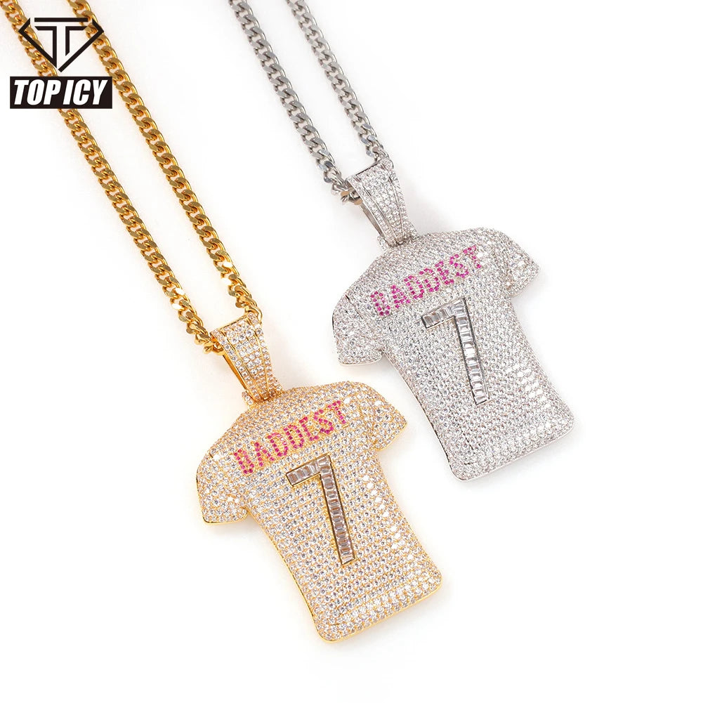 Fashion Cristiano Ronaldo NO.7 Jersey Dangle Pendant Iced Out Zircon Charm Pendant Soccer Hip Hop Rock Style Jewelry