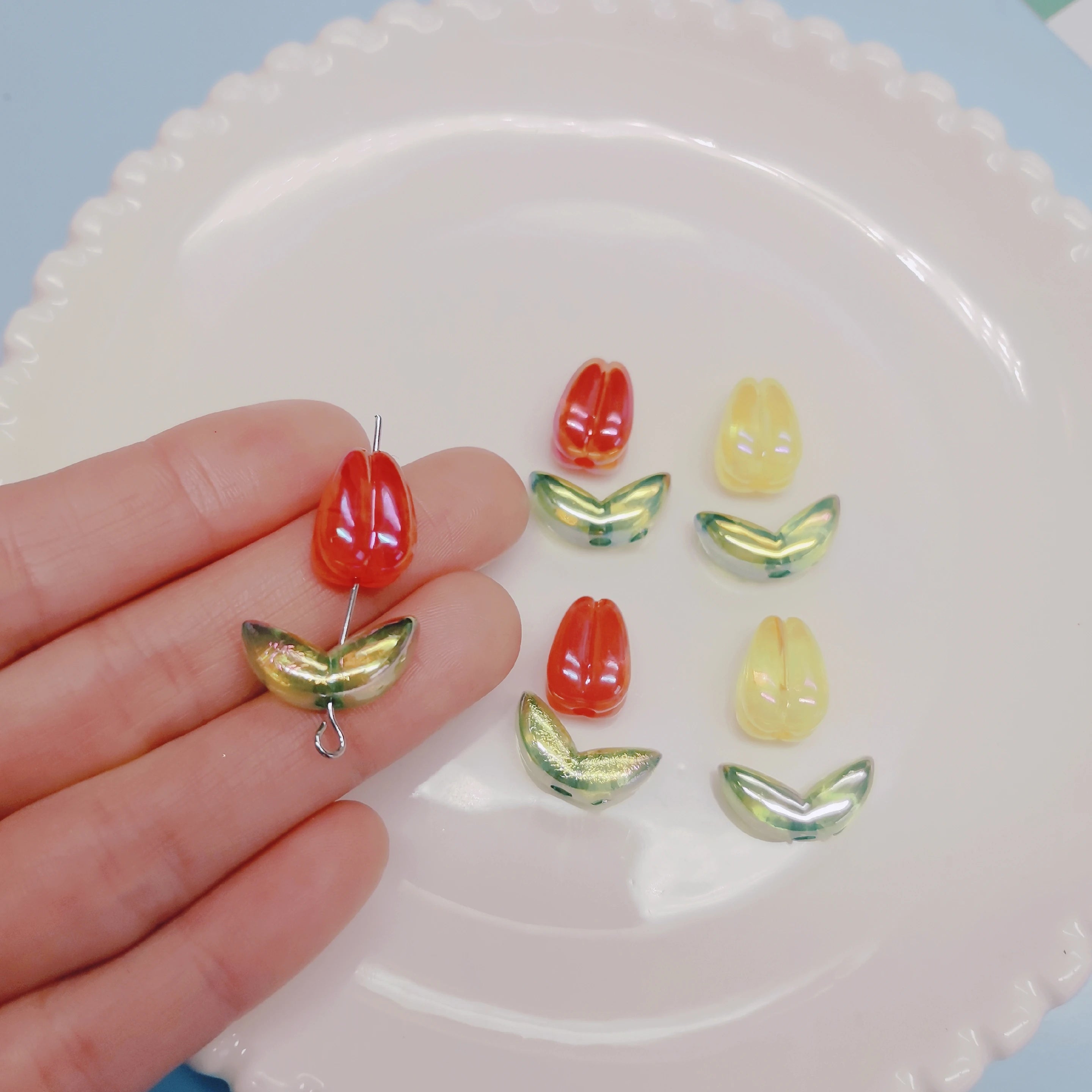 Tulip Small Flowers Beads Flower Stamen Set Beads for DIY Mobile Phone Chain Car Hanging Key Chain Pendant Accessories Materials