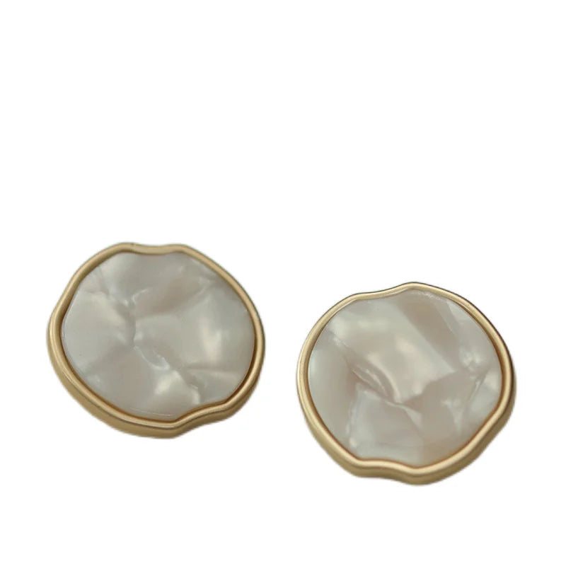 Concise Imitate White Shell Grain Round Metal Shank Button Covered Nickel-Free Eco-friendly for Coat Cardigan