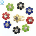 Charming Soft Hard Enamel Flower Button Covers Rhinestone Jewelry Cufflinks for Party Suit Dress Ornament