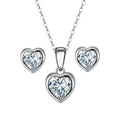 RINNTIN APN04 APE44 S925 Sterling Silver Bridal Wedding Jewelry Set Heart Cut Cubic Zirconia Stud Earrings Necklace Set