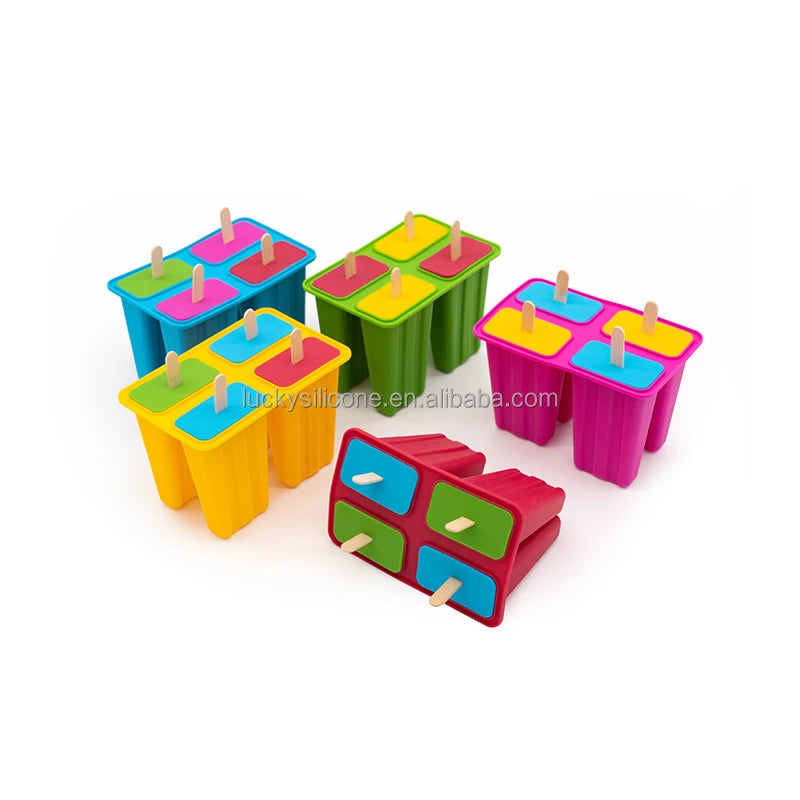 Bar Commercial DIY Mini Stick Chocolate Lolly Cone Heart Popsicle Silicone Ice Cream Moulds Tray Ice Cream Molds MegaBDM