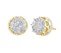 New Design Iced Out Cubic Zircon 14K Gold Plated With Screw Backs Round Stud Earrings Hip Hop Jewelry for Men Women