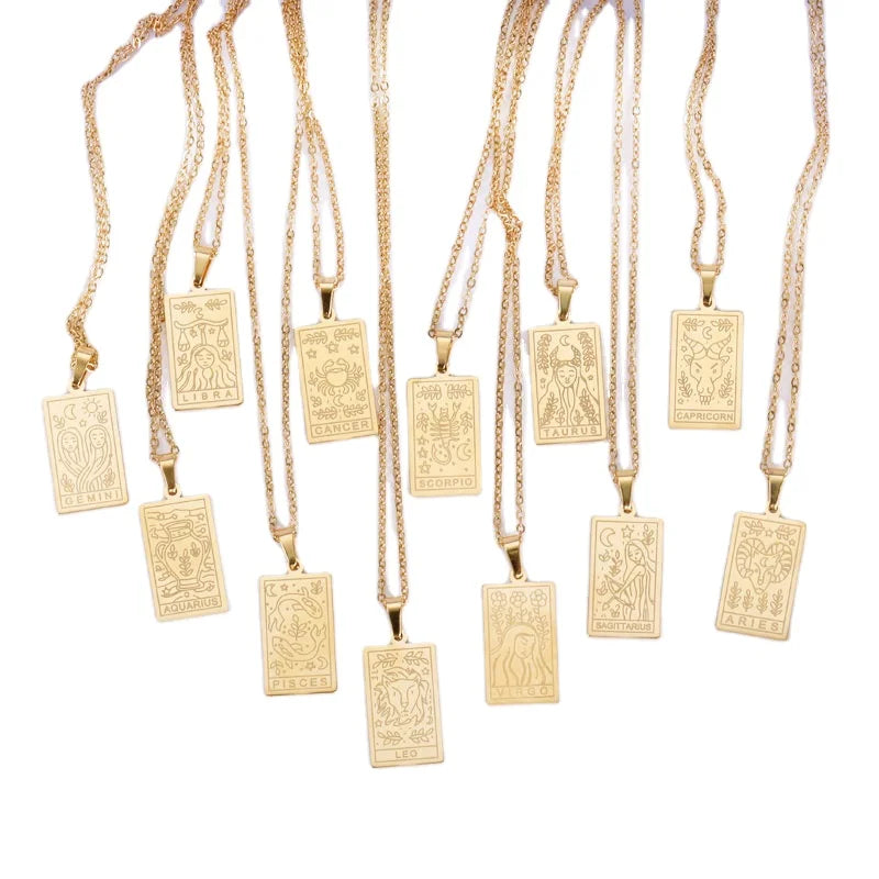 12 Astrology Necklace Personalized Jewelry Accessories 18K Gold Plated Custom Astrological Pendant Necklace