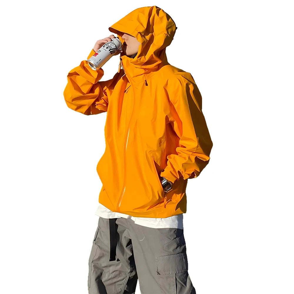 Men's Women's Lightweight Waterproof Hard Shell Jacket Hooded Rain Coat Outdoor Activities Fishing Hiking Heating Mountain