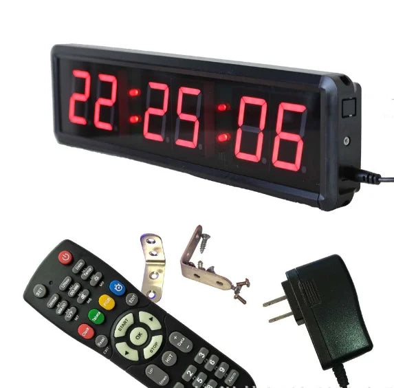 Hot Sale 1.8 Inch 6-Segment Display Smart Aluminum Alloy Red LED Wall Clock Rechargeable Battery Modern Design Outdoor Countdown