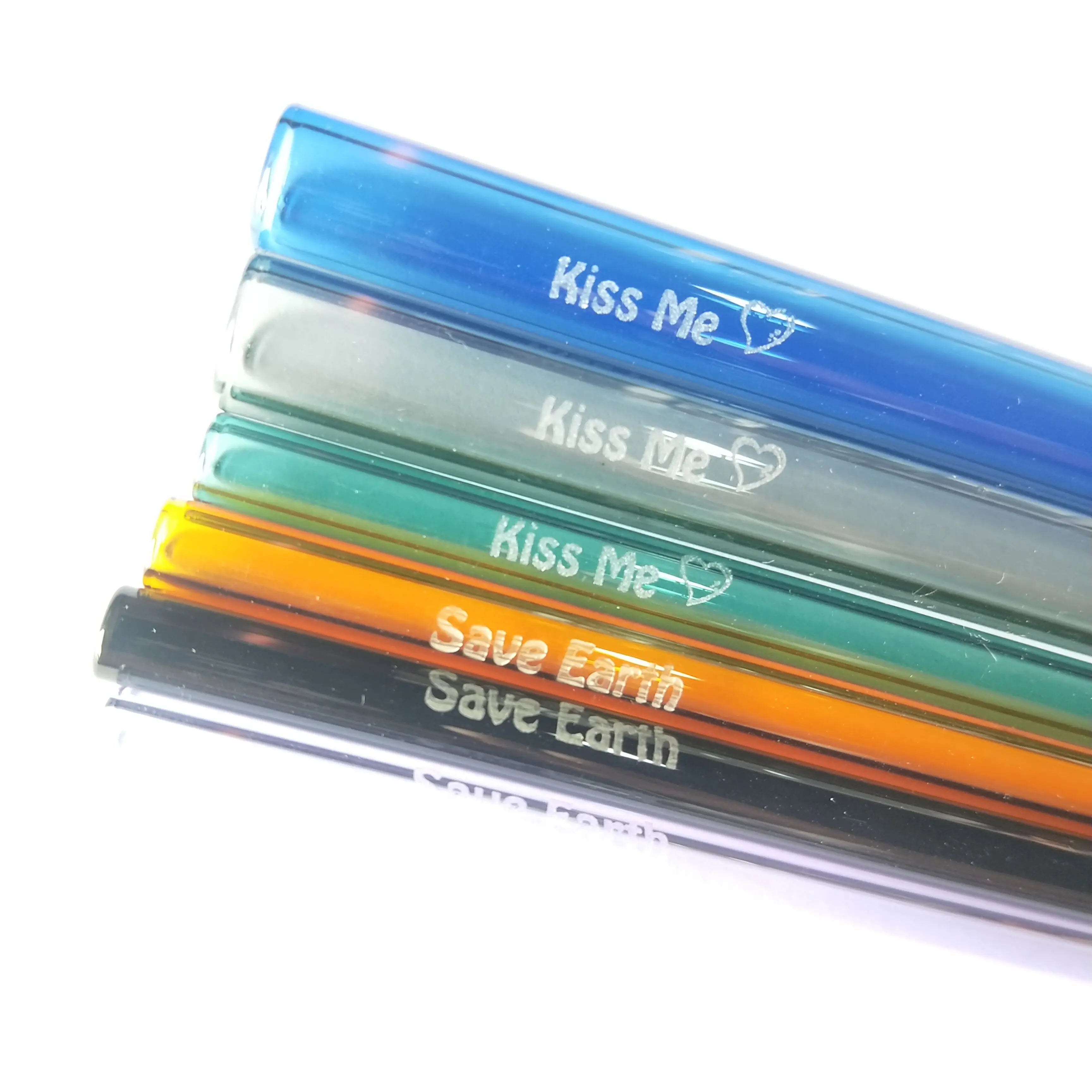 Laser Logo Bar Accessories Drinking Straws Straws Popular Reusable Glass Borosilicate Glass Wg194 Metal Drinking Straw 1 Piece