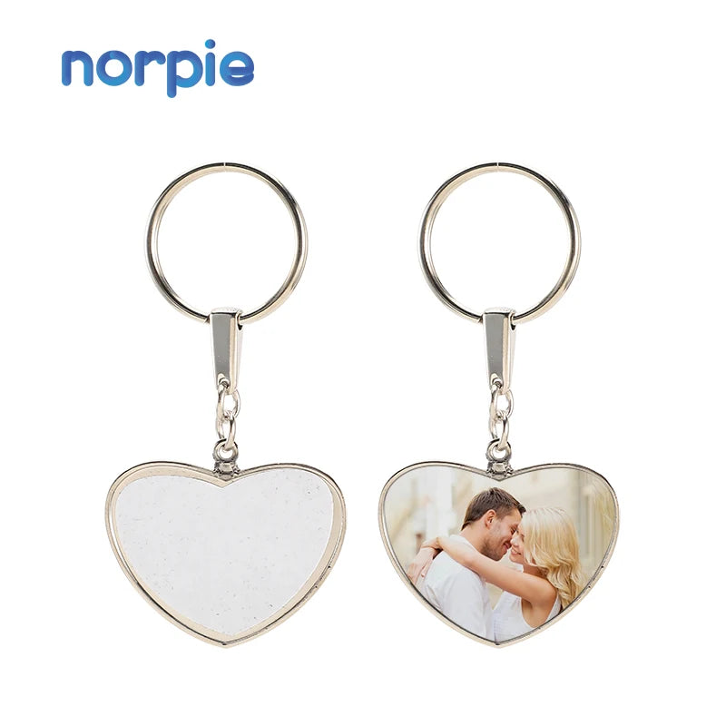 Sublimation Metal Keychain Double-sided Heart Keychain with Black Box Packing