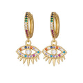 Bohemian Colorful Zircon Nazar Evil Eye Earrings for Women Colored Diamond Eye Drop Earrings
