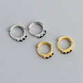 New Trendy 925 Sterling Silver 18k Gold Plated Geometric Black Rectangle Baguette Zircon Hoop Earring Women Fine Jewelry