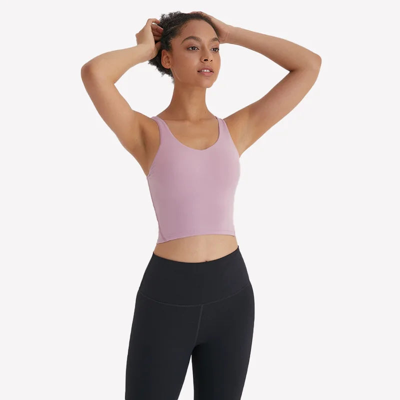 Free Shipping Pink Nylon Corset Bralette Women's Large Workout Tank Top Moisture Wicking Casual Plus Size Short for Summer Yoga