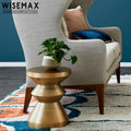 WISEMAX FURNITURE Italian Design Home Furniture Round Coffee Table Fiberglass Sofa Table Gold Bed Side Table for Living Room