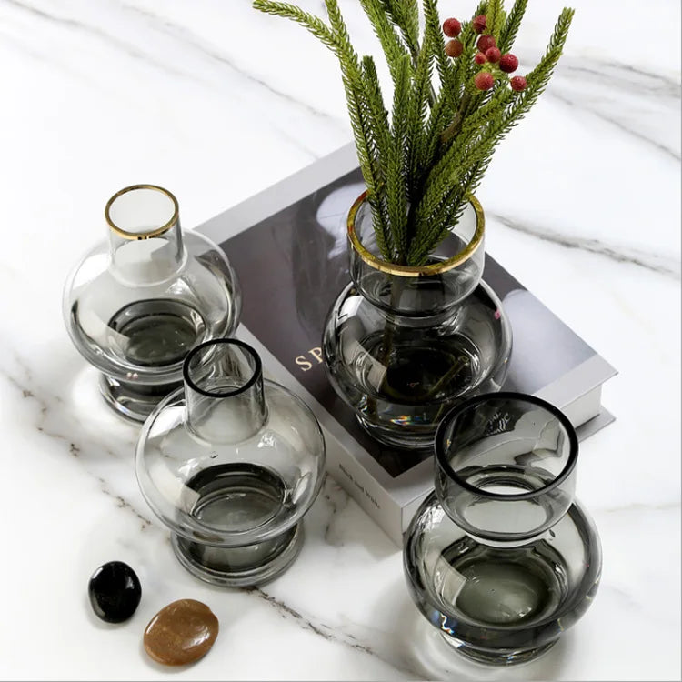 Custom Modern Home Decorative Clear Luxury Classic Glass Vase for Living Room Tabletop Function