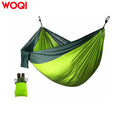 WOQI Support 400lbs Ropes Carabiners Included Portable Single Double Nylon Hammock for Outdoor Camping