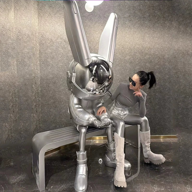 Hot Selling Fiberglass Cartoon Animal Electroplating Cat Sculpture Home Furnishing Resin Statue for Sale