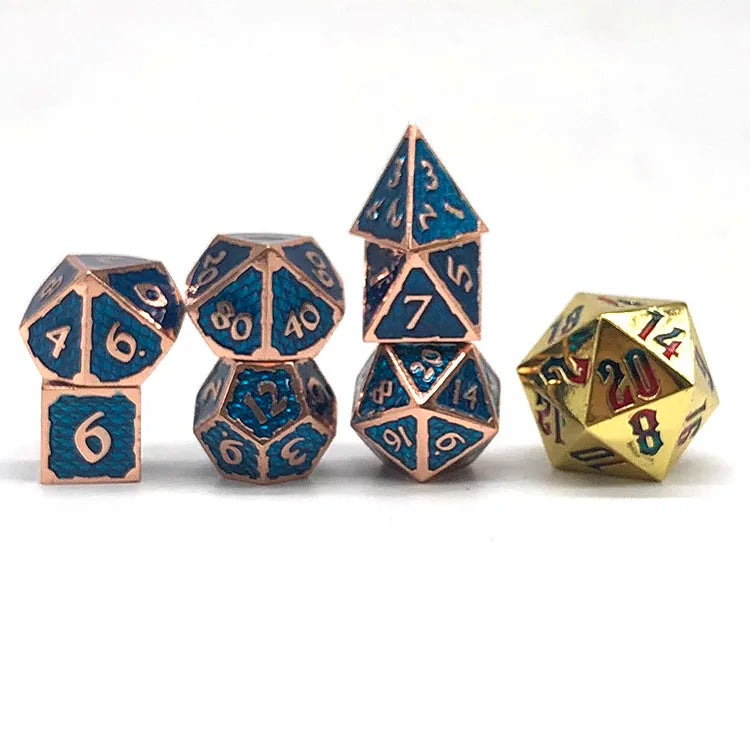 Wholesale Dragon Scale Round Edge Mini Dice Set Custom Logo Polyhedral Metal Dice for Game & Board Games