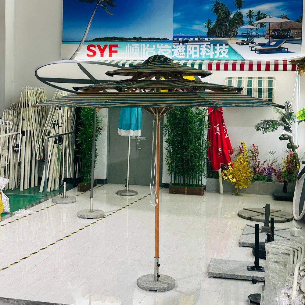 Modern Luxury Aluminum Alloy Garden Umbrella 2.7m for Outdoor Use Customizable Colors & Logo Foldable Design