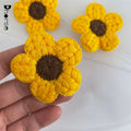 New 5.5cm Bright Yellow Sew-On Rhinestones PVC Fabric 3D Flower Design Sun Flower Kids Dress Decorative Crochet Handmade Patches