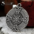 SS8-1332P 2023 New Arrival 316L Stainless Steel Viking Knot Celtic Knot Pendant Vegvisir Compass Pendant for Men Unique Design