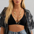 Charms Collar With Long Pearl/Acrylic Bead Tassels Choker Necklace for Women Personality Chest Chain Accessories Fashion Jewelry