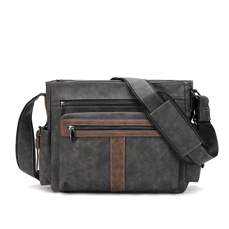 Wholesale Custom Trendy Business Casual Men Sling Bags PU Letter Shoulder Crossbody Messenger Bag