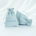 New Wholesale Baby Blue Luxury Custom Logo Jewelry Drawstring Bag Microfiber Gift Packaging Ring Earrings Jewelry Dust Bag