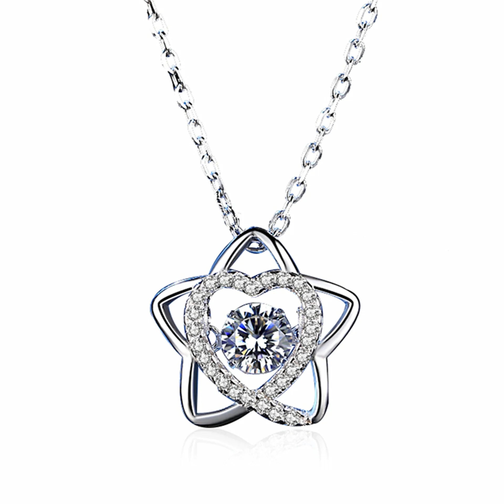 Newest Selling Lady Elegant Necklace Pendants Chain Choker Necklaces 925 Sterling Silver Moissanite Diamond Necklace for Gift