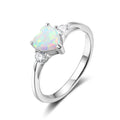 Anillo De Plata Engagement 925 Sterling Silver Moonstone Heart Opal Ring for Women