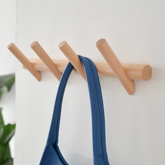 Beech Wall Hook Wood One Line Shaped Five Pegs Coat Hook