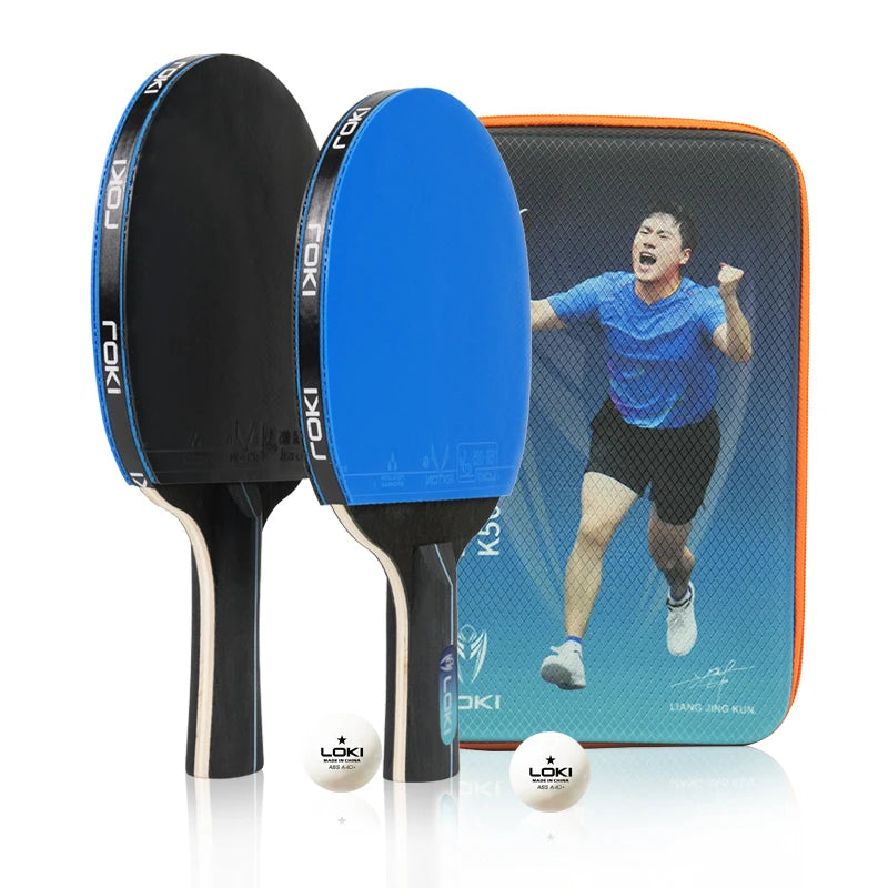 LOKI 2023 K5000 Ping Pong Paddle Quality Portable Table Tennis Set With 2 Rackets 2balls