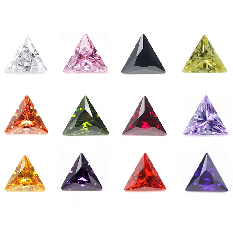 Best Quality Synthetic Colorful Gems Factory Wholesale Price CZ Loose Stones Triangle Shape Cubic Zirconia Stones