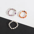 Customized Small Delicate Ladies Natural Stone Alloy Multi Style Multi Color Elastic Beaded Ring
