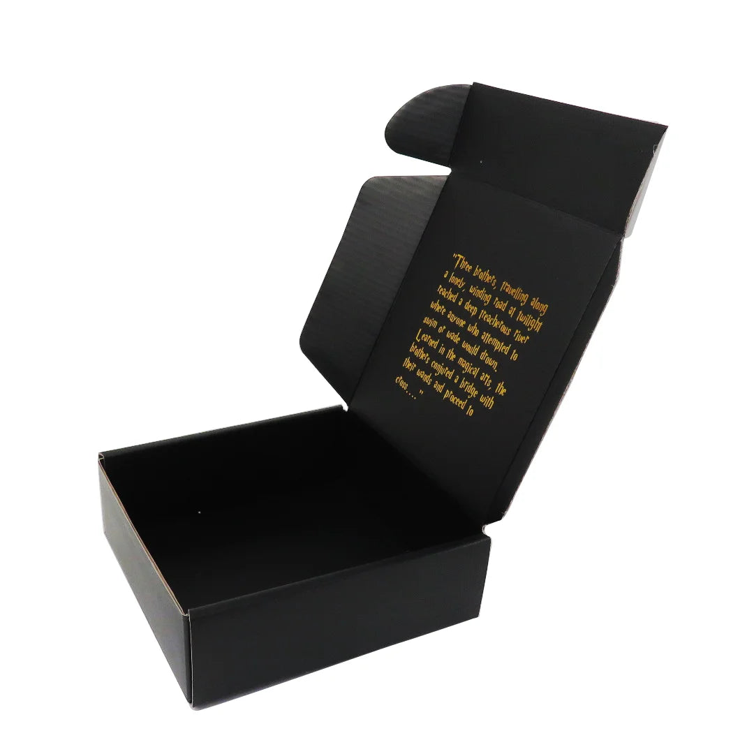 Custom Stock Hot-sales Color Box Logo Black Corrugated Cardboard Boxes Embossing 4c Offset Printing Custom Thickness Recycled