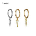 FUAMAY Gold Plated Triangle Spike Hoop Earrings Zircon Jewelry Piece for Drop Earring Making for Wedding Party and Gift