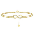 SA16 925 Sterling Silver Zircon Infinity Anklet Foot Jewelry Gold Plated Layered Bead Chain Ankle Bracelet Anklets Women
