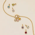 Dainty Women Birthday Gift Custom Gemstone Necklace Stainless Steel Crystal Zircon Square Birthstone Pendant Necklace