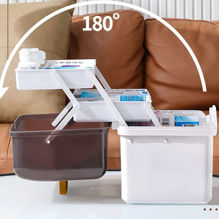 Xing You Three-Layer Multipurpose Storage Box Plastic Sewing Supplies Organizer Family First Aid and Medicine Box with 2 Trays