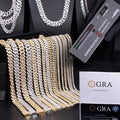 Sterling Silver 925 White Gold Miami Cuban Link Iced Out Lab Diamond Moissanite Cuban Chain Necklace Jewelry