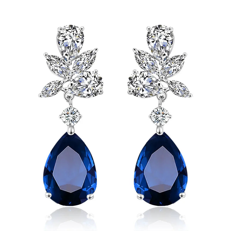 Luxury Handmade Jewelry Bridal Accessories Wedding Water Drop Zircon Earring for Women Girl Party Prom