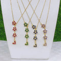 NZ1346 Fashion Dainty New Chic Mini 18k Gold Plated Rainbow Floral Flower Drop Charms Necklaces for Women 2022