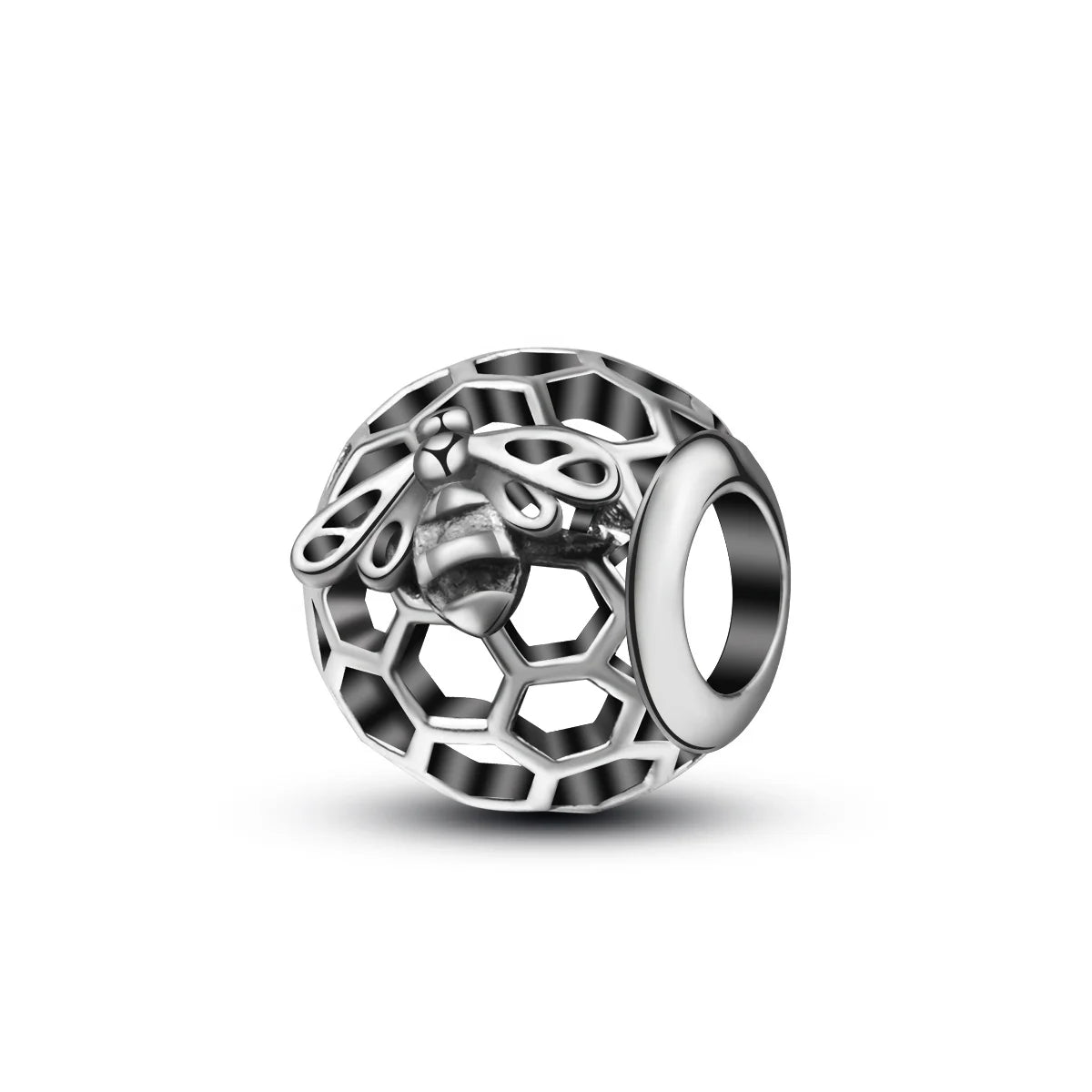 Isunni Jewelry Accessories Honeybee Hollowed-out Pattern 925 Silver Sterling Silver Pave Beads