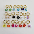 Spring Summer Trendy Colorful Beaded Daisy Flower Stainless Steel Hoop Earring for Women Fashion Earrings Jewelry Gifts