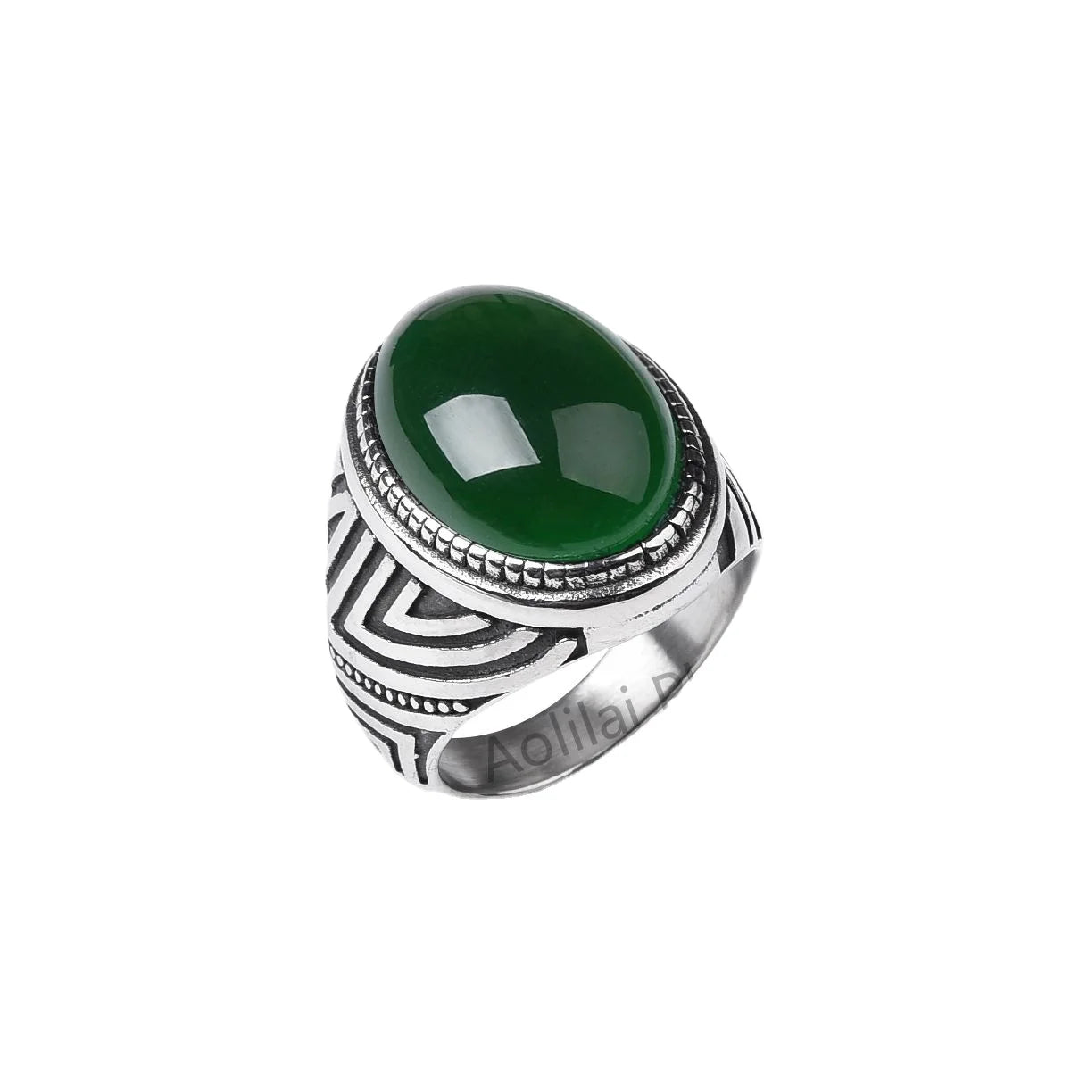 Men's High Quality Classic Stainless Steel Agate Gemstone Rings for Wedding Engagement Direct Sales
