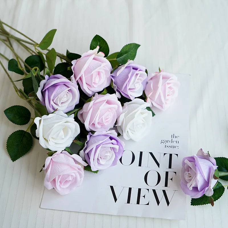 European-Style Handmade Simulated Velvet Rose Bud Soft Furnishings Flower Arrangements for Wedding Valentine's Day Scenery
